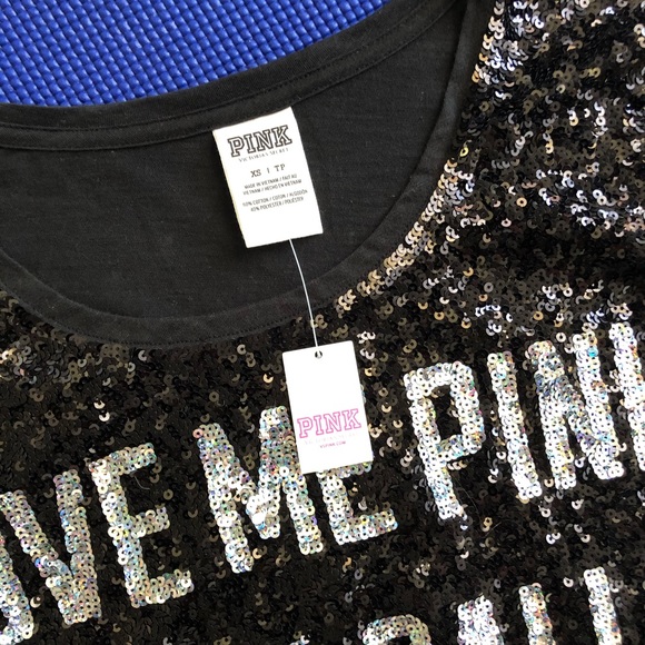 VS’s Pink Black Sequin Crop Top - Picture 3 of 6